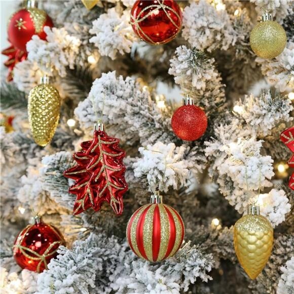 106PCS Christmas Balls Ornaments Set, Colorful Shatterproof Plastic Decorative - Picture 4 of 7